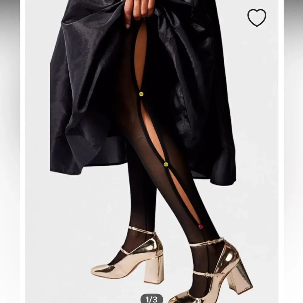 Free People x High Heel Jungle Aphrodite Side Slit Tights Black